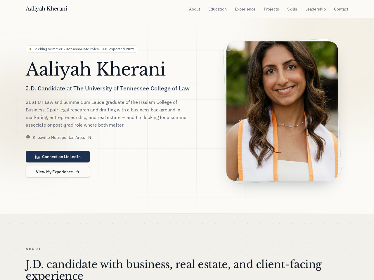 Law & Legal Studies student portfolio website example